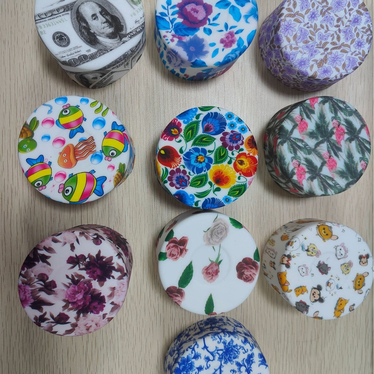 Wholesale Creative simple pattern silicone cup cover insulation film water transfer printing sports kettle space Pot Cup cover cup bottom cover for cups